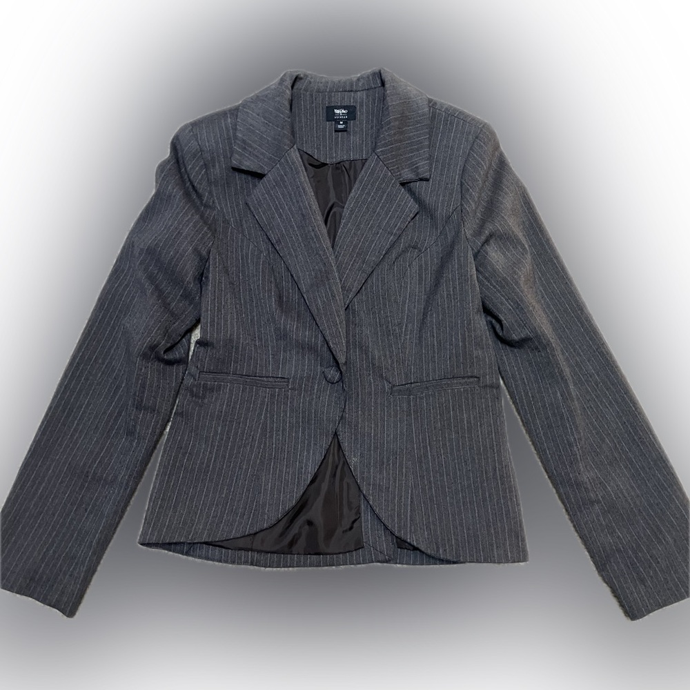 Mossimo Brown Pinstriped Blazer Tailored Suit Jacket Women’s Size M